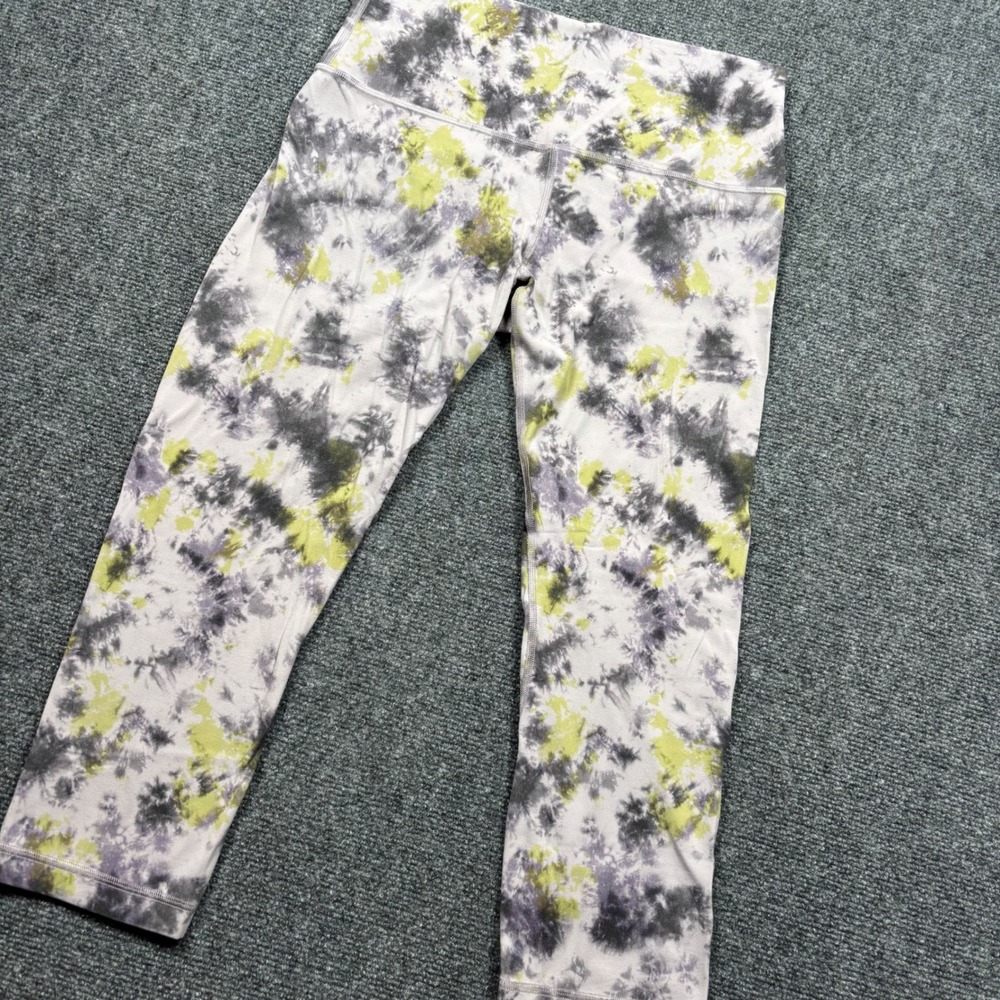 Lululemon‎ Align Crop Leggings Women Size 10 Gray Yellow Tie Dye High Rise